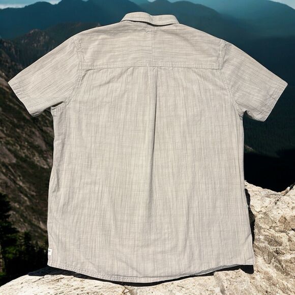 Toad & Co Smythy Shirt Men’s L Beige Tan Organic Cotton Short Sleeve Button Up - Picture 2 of 4